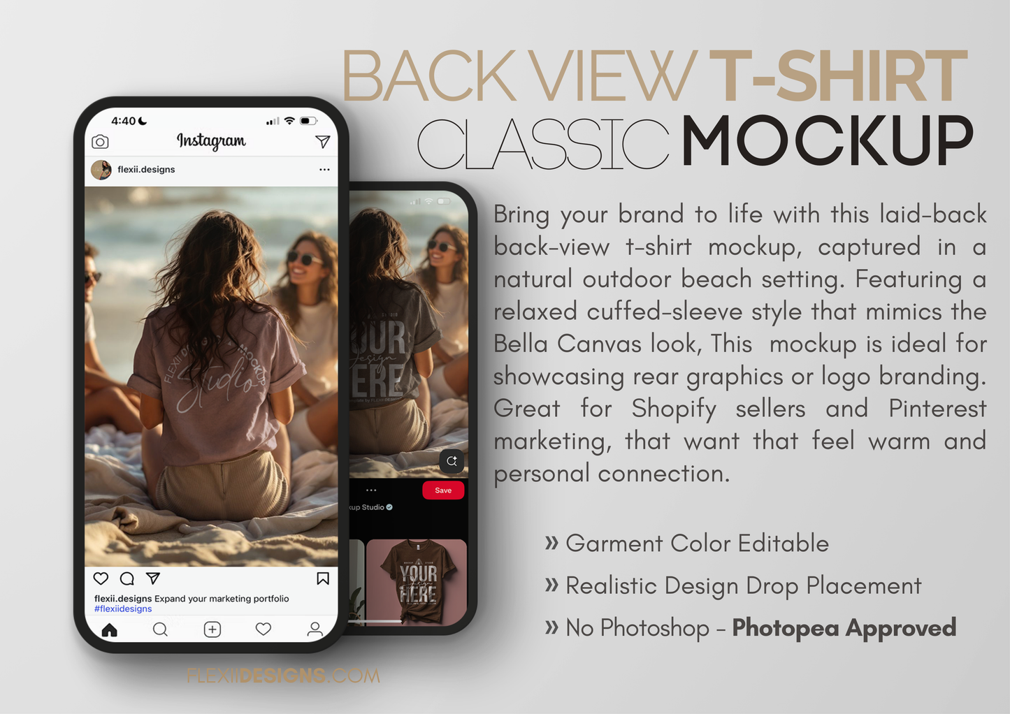 Cuffed T-shirt Mockup | Back View Mockup Template | PSD for Shopify Sellers