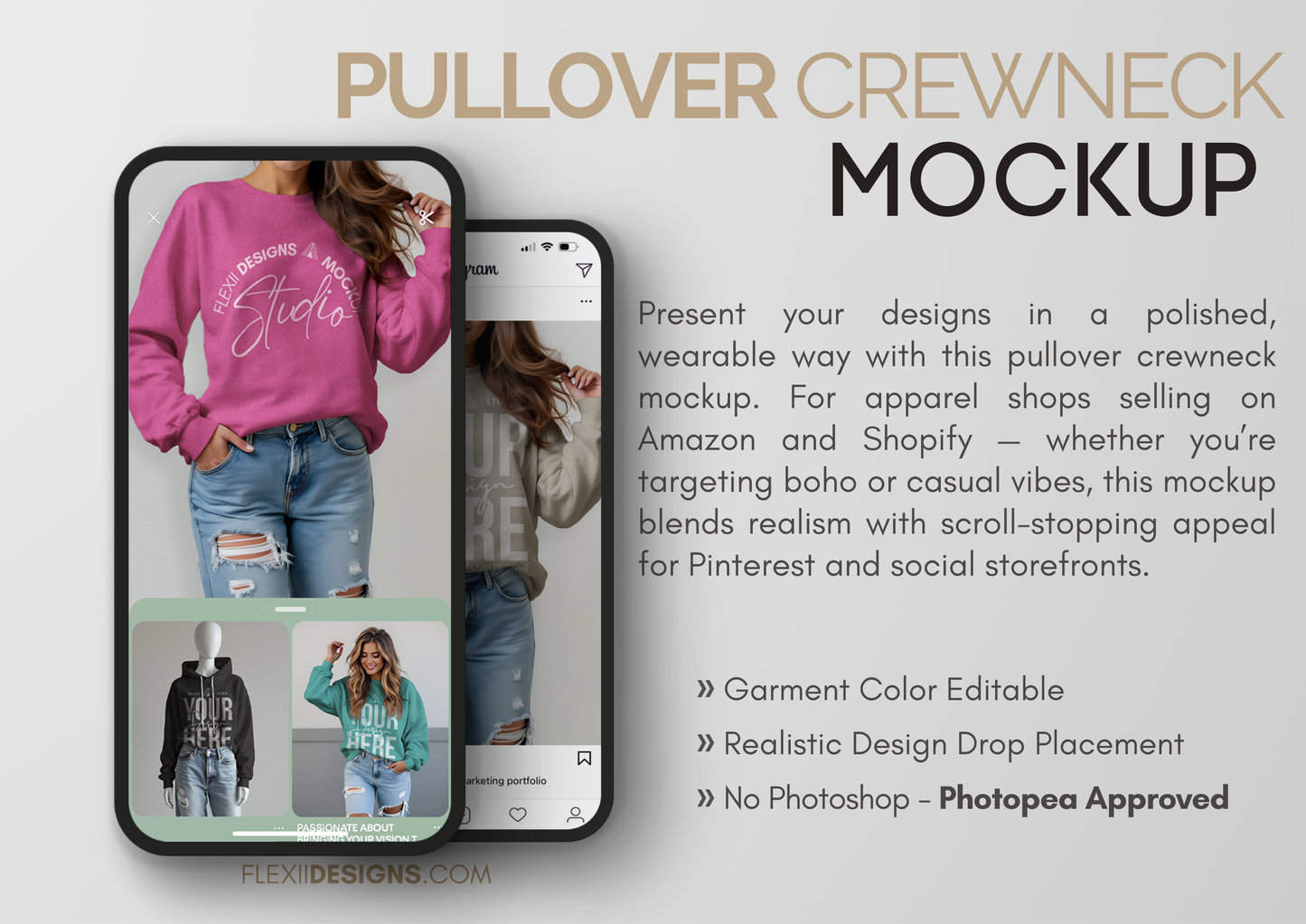 Pullover Crewneck Mockup | Sweater PSD Template for Etsy, Pinterest, & Boutiques