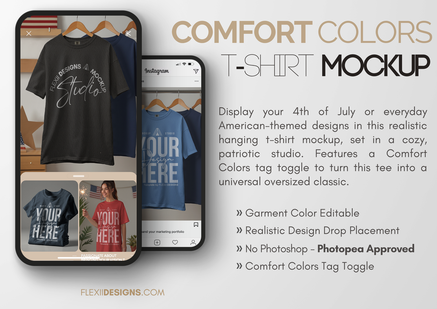 Hanging T-Shirt Mockup | Comfort Colors 1717 | PSD Template