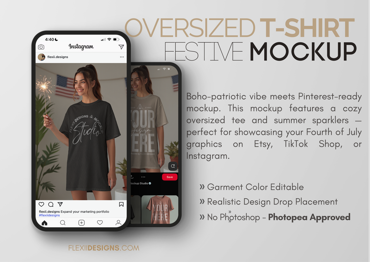 American Summer Tee Mockup | PSD for Etsy, Shopify & Pinterest