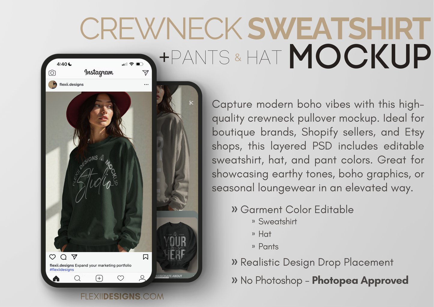 Crewneck Mockup | Boho Pullover PSD Template | Pinterest Mockup
