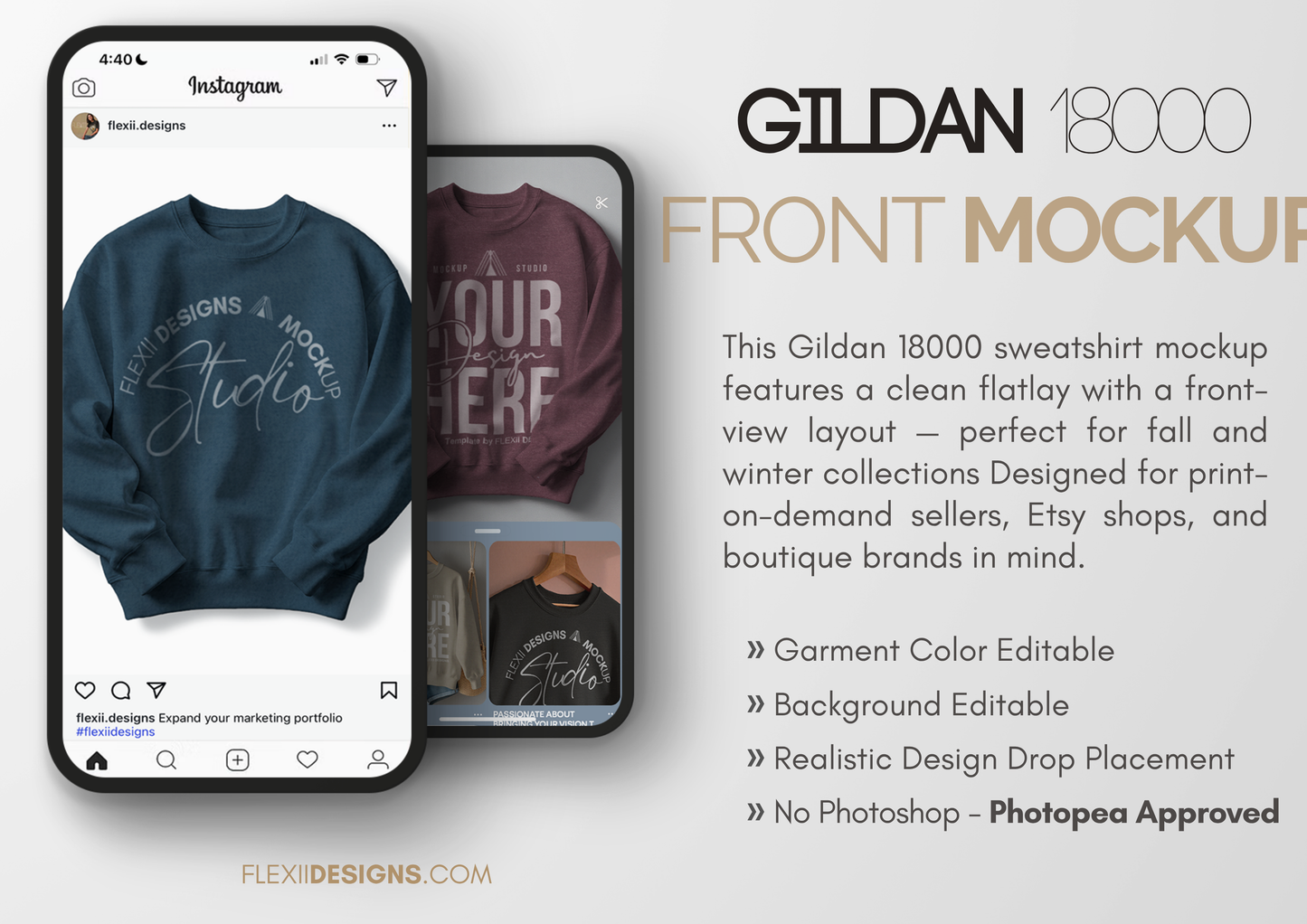 Gildan 18000 Sweatshirt Mockup | Front Flatlay PSD for Etsy, POD & Shopify