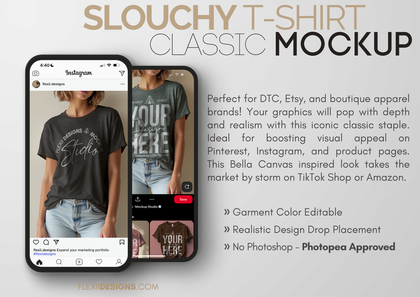 Classic T-Shirt Mockup on Model | PSD Template for Etsy & Boutique Brands