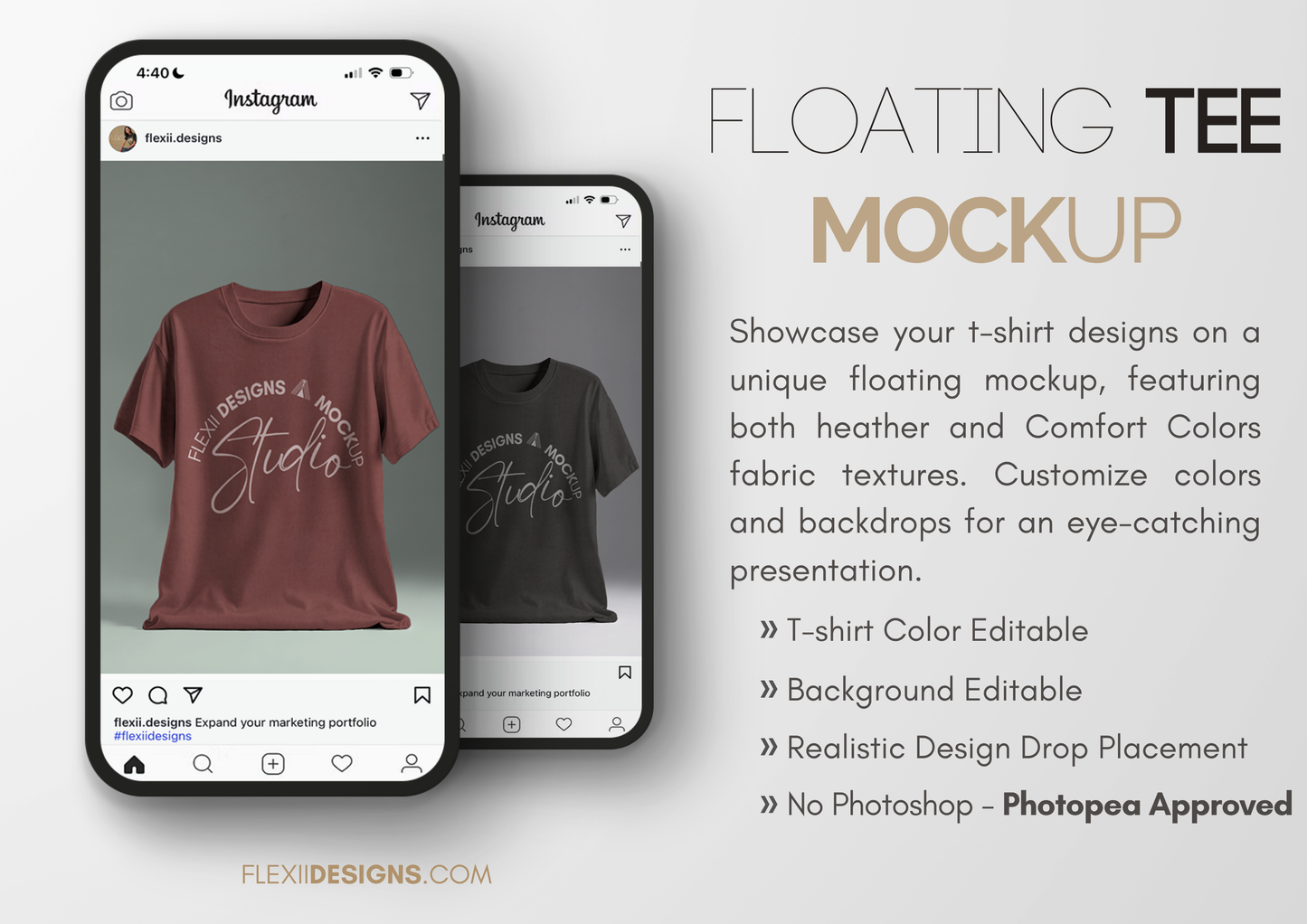 Floating T-shirt Mockup | Feminine Fit Tee | Storefront PSD Template