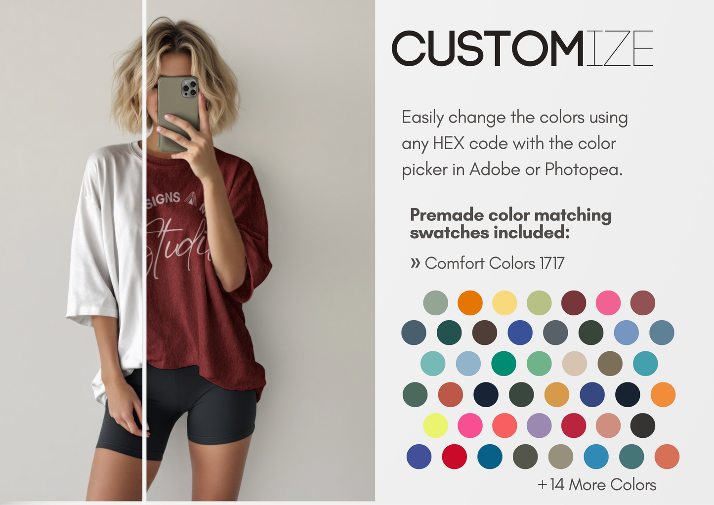 Oversized Slouchy Tee Selfie Mockup | PSD for Pinterest & TikTok Shop