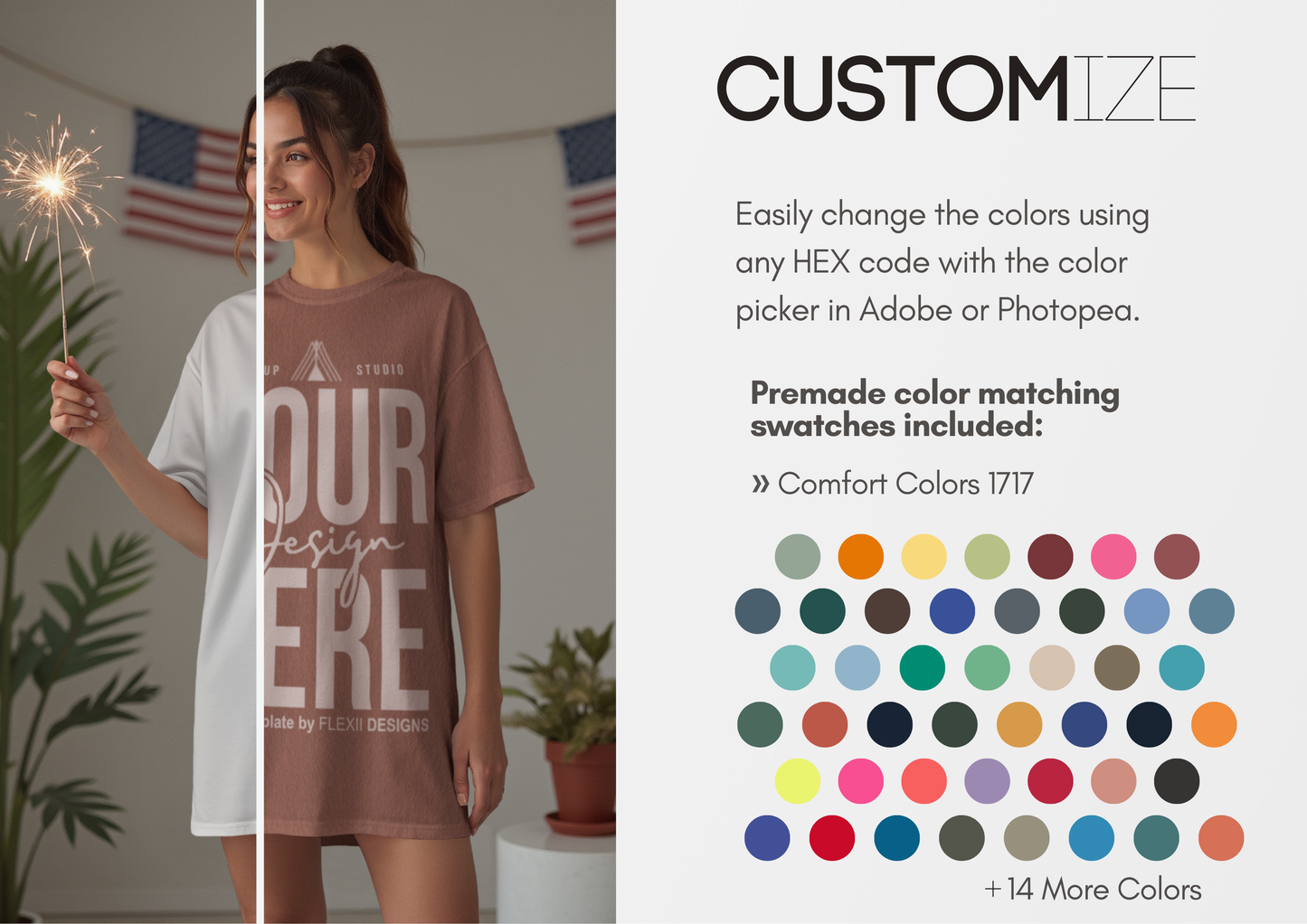 American Summer Tee Mockup | PSD for Etsy, Shopify & Pinterest