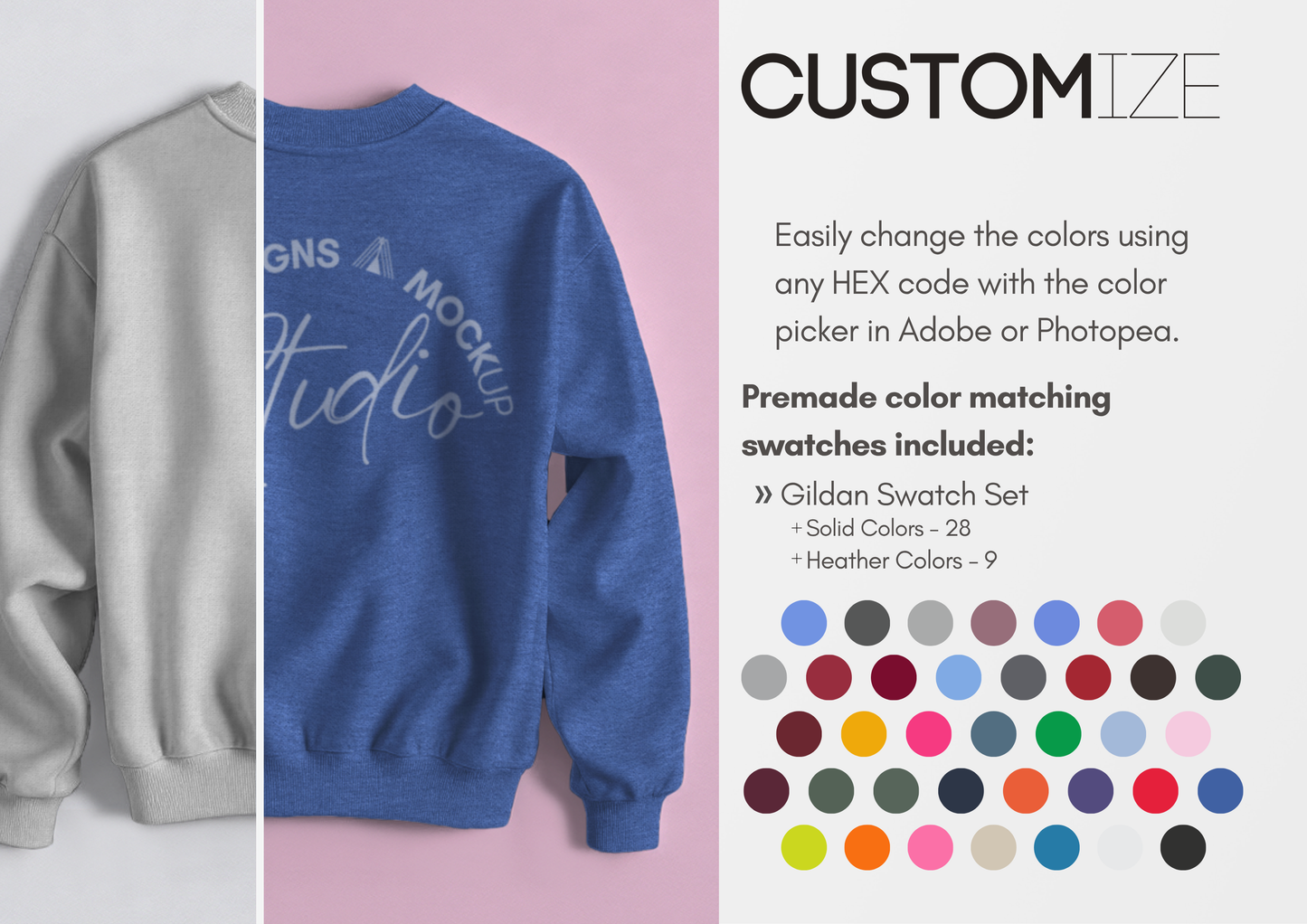 Gildan 18000 Mockup | Back View Flatlay Sweatshirt | PSD for Etsy, POD & Shopify