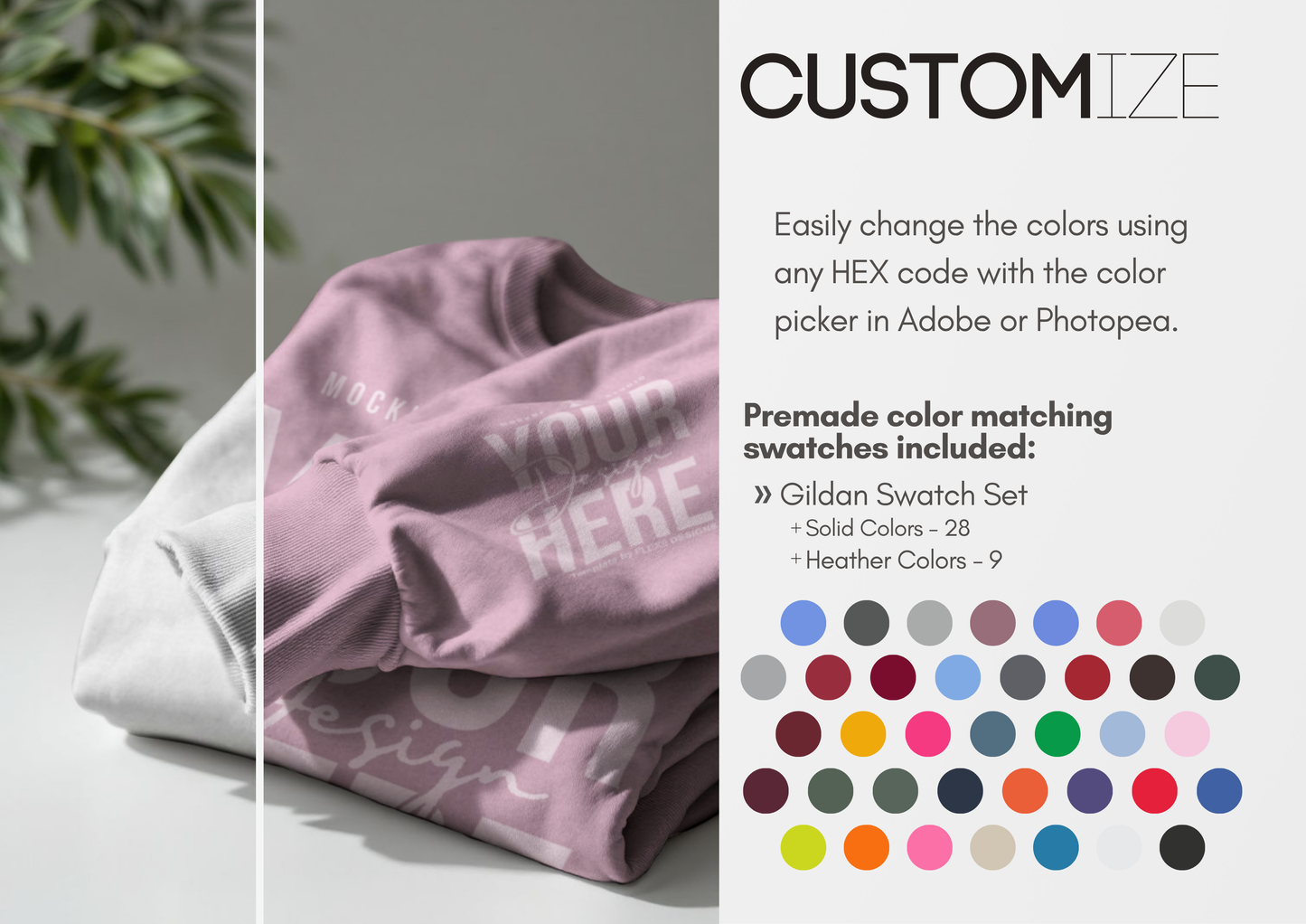 Folded Crewneck Mockup | Sweatshirt And Sleeve Mockup for Custom Etsy Sellers