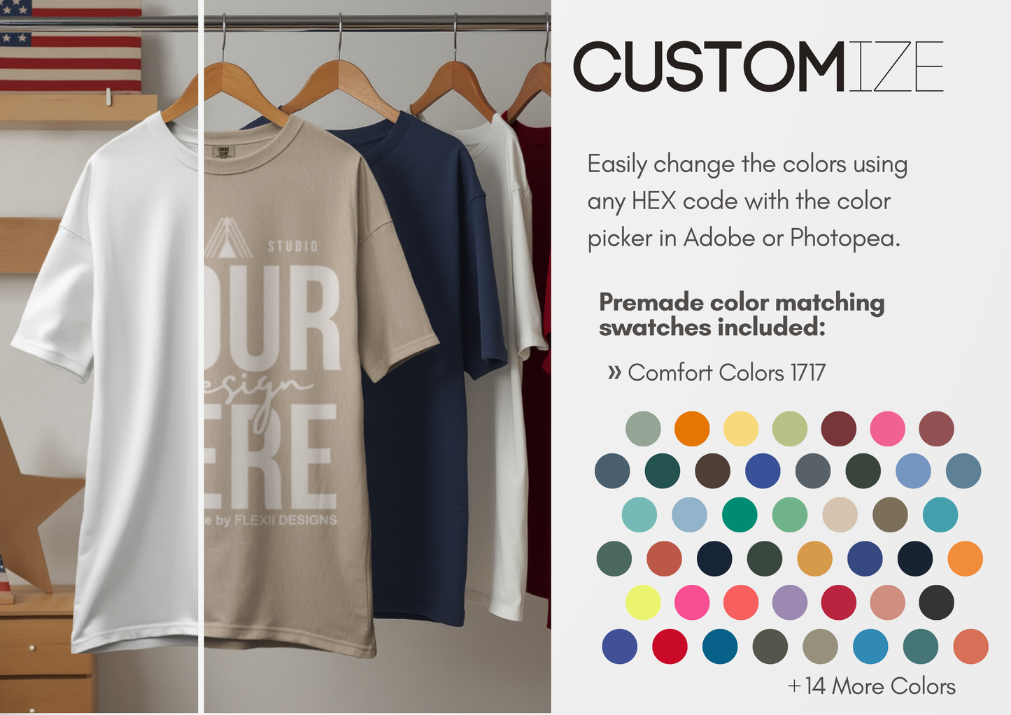 Hanging T-Shirt Mockup | Comfort Colors 1717 | PSD Template