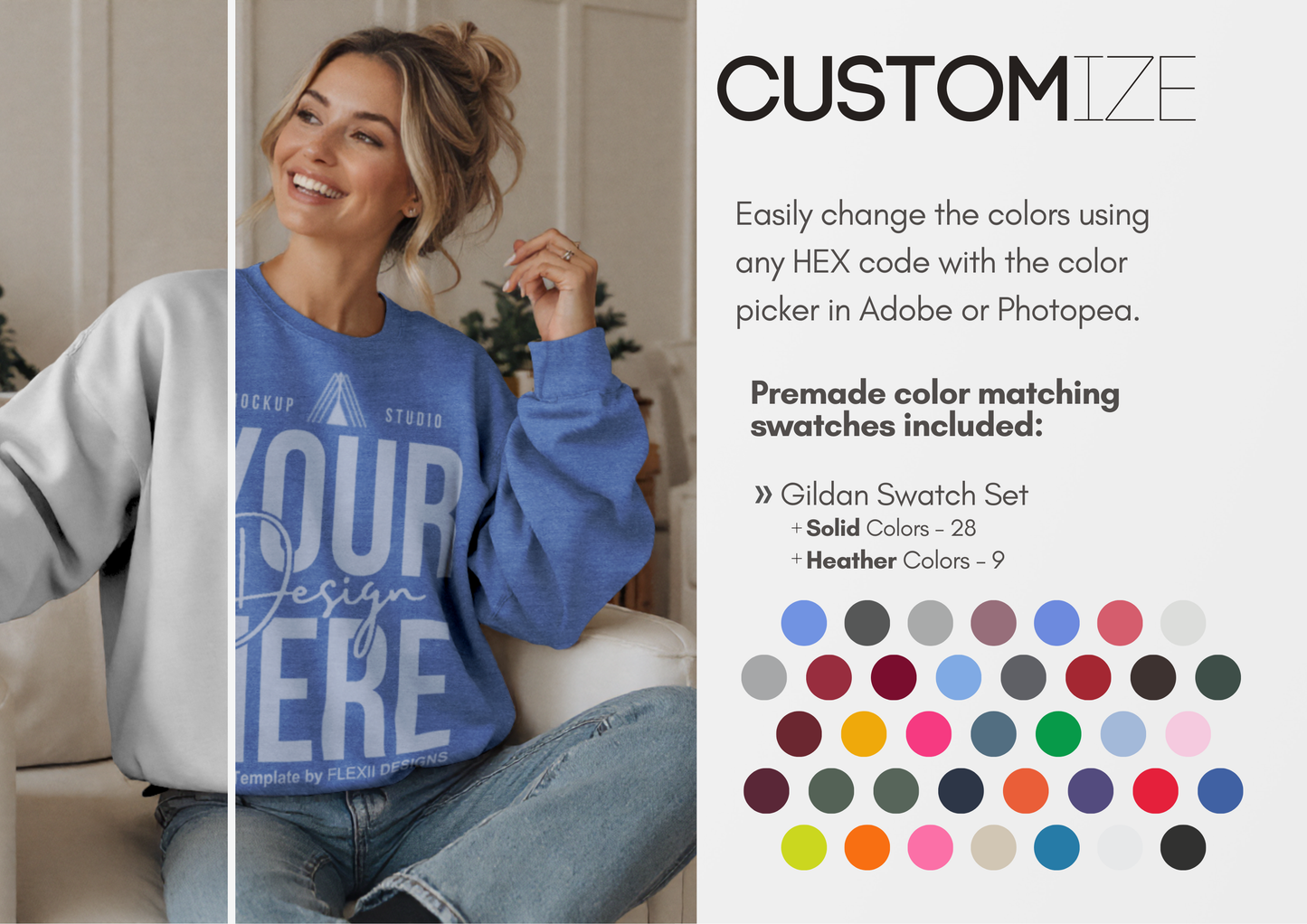 Gildan 18000 PSD Template | Etsy Mockup | Pinterest & Boutique PSD