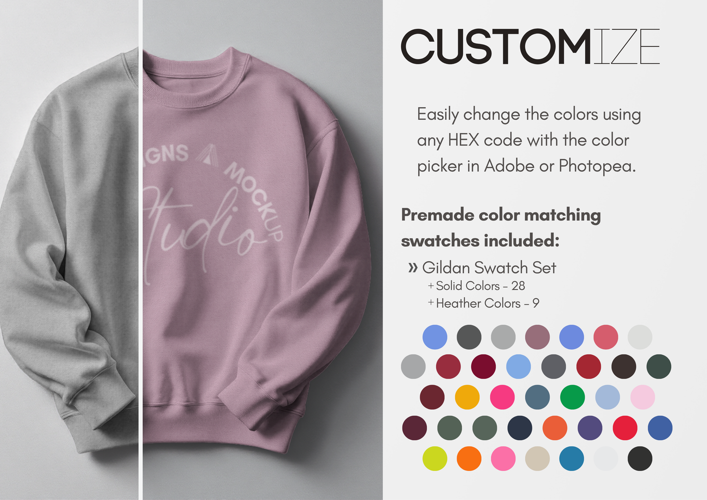 Gildan 18000 Sweatshirt Mockup | Front Flatlay PSD for Etsy, POD & Shopify