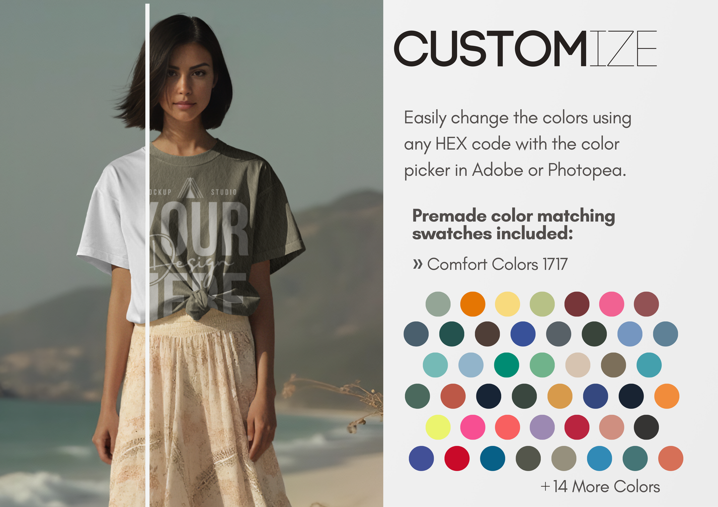Oversized Tee Mockup With Front Knot | PSD Template for Etsy & Pinterest