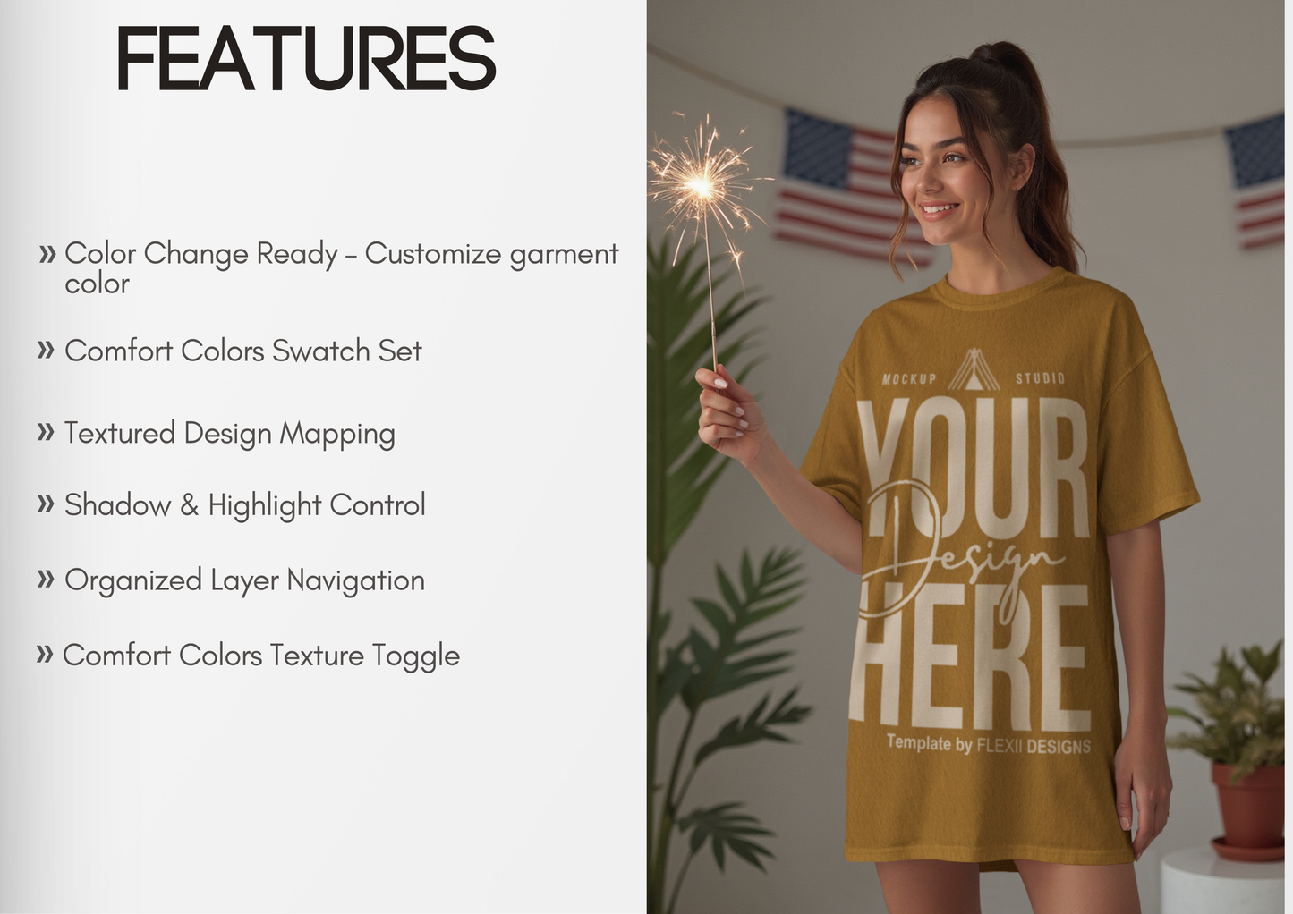 American Summer Tee Mockup | PSD for Etsy, Shopify & Pinterest