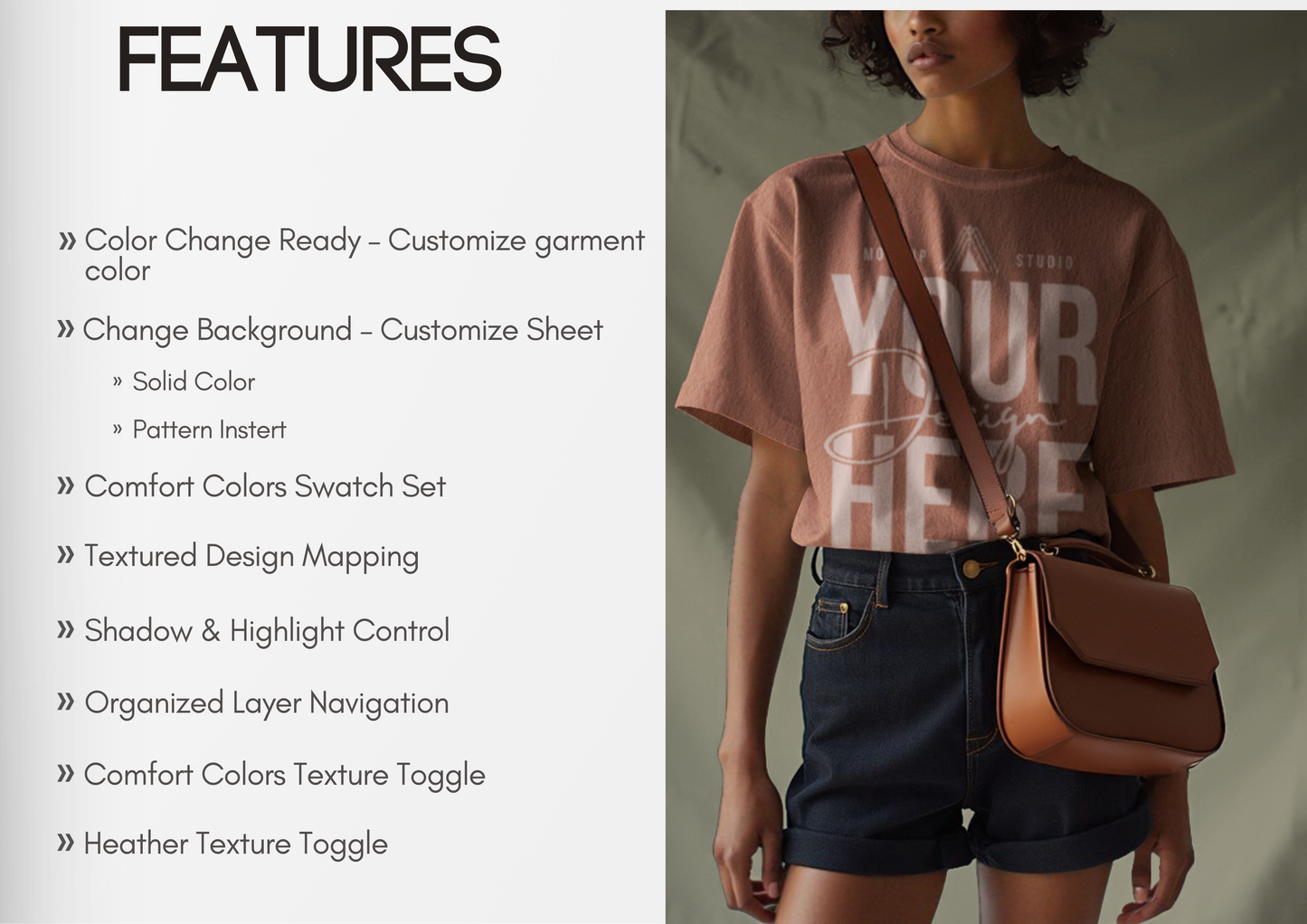 Slouchy Tucked In T-shirt Mockup | Oversized PSD Template for Boutique Brands