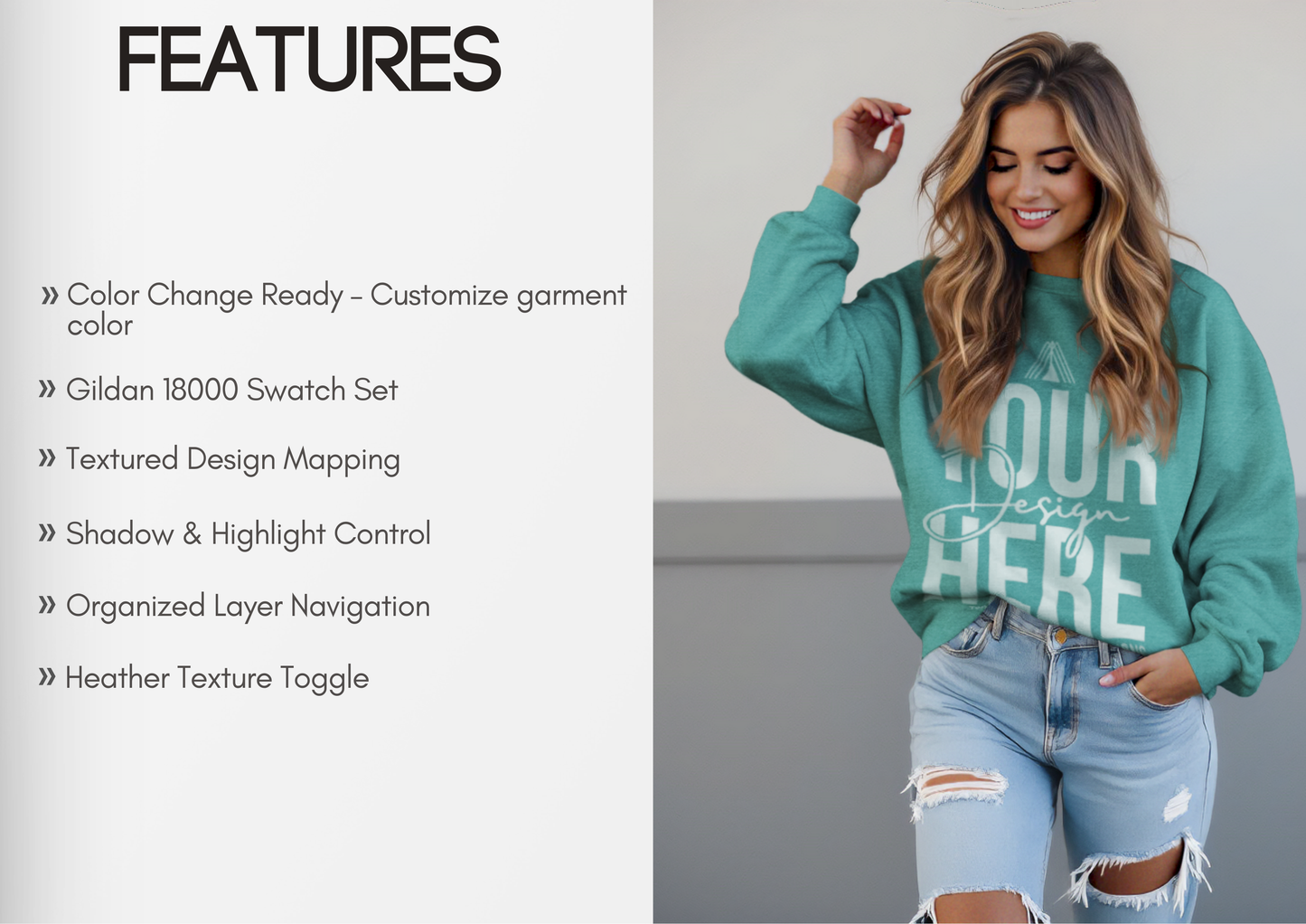 Gildan 18000 Mockup | Candid Pullover PSD Template for Etsy & Pinterest