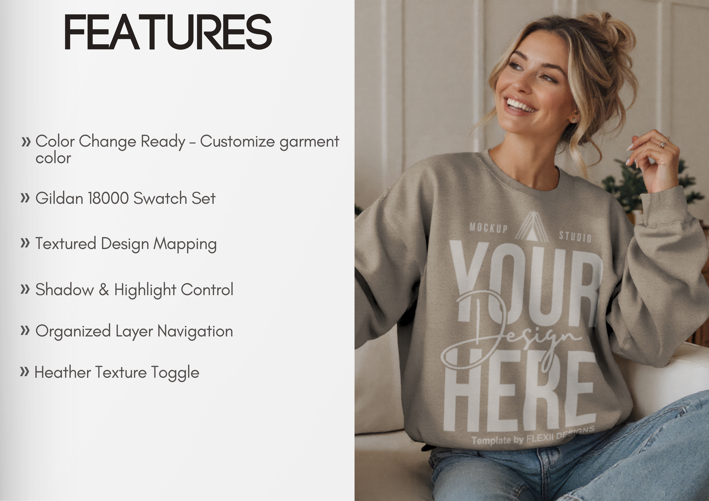 Gildan 18000 PSD Template | Etsy Mockup | Pinterest & Boutique PSD