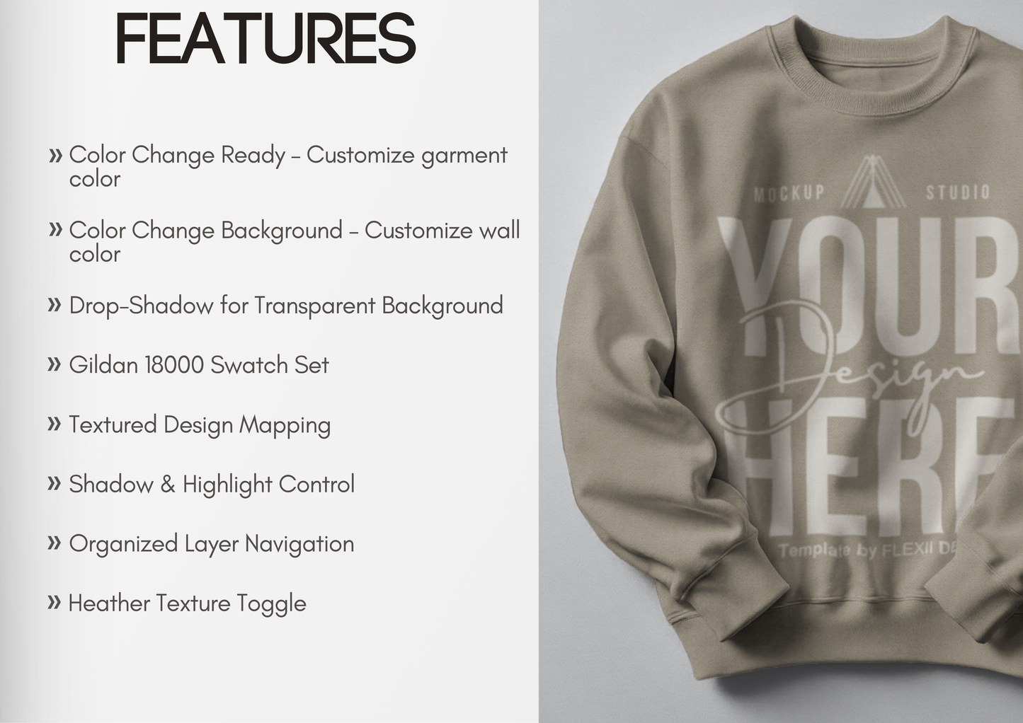 Gildan 18000 Sweatshirt Mockup | Front Flatlay PSD for Etsy, POD & Shopify