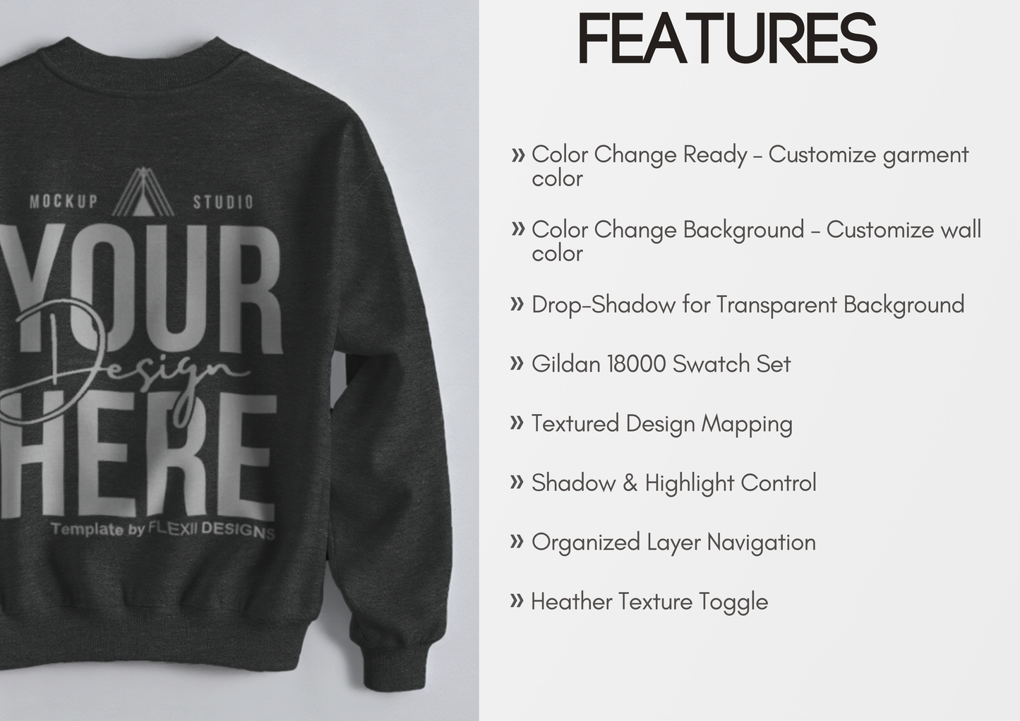 Gildan 18000 Mockup | Back View Flatlay Sweatshirt | PSD for Etsy, POD & Shopify