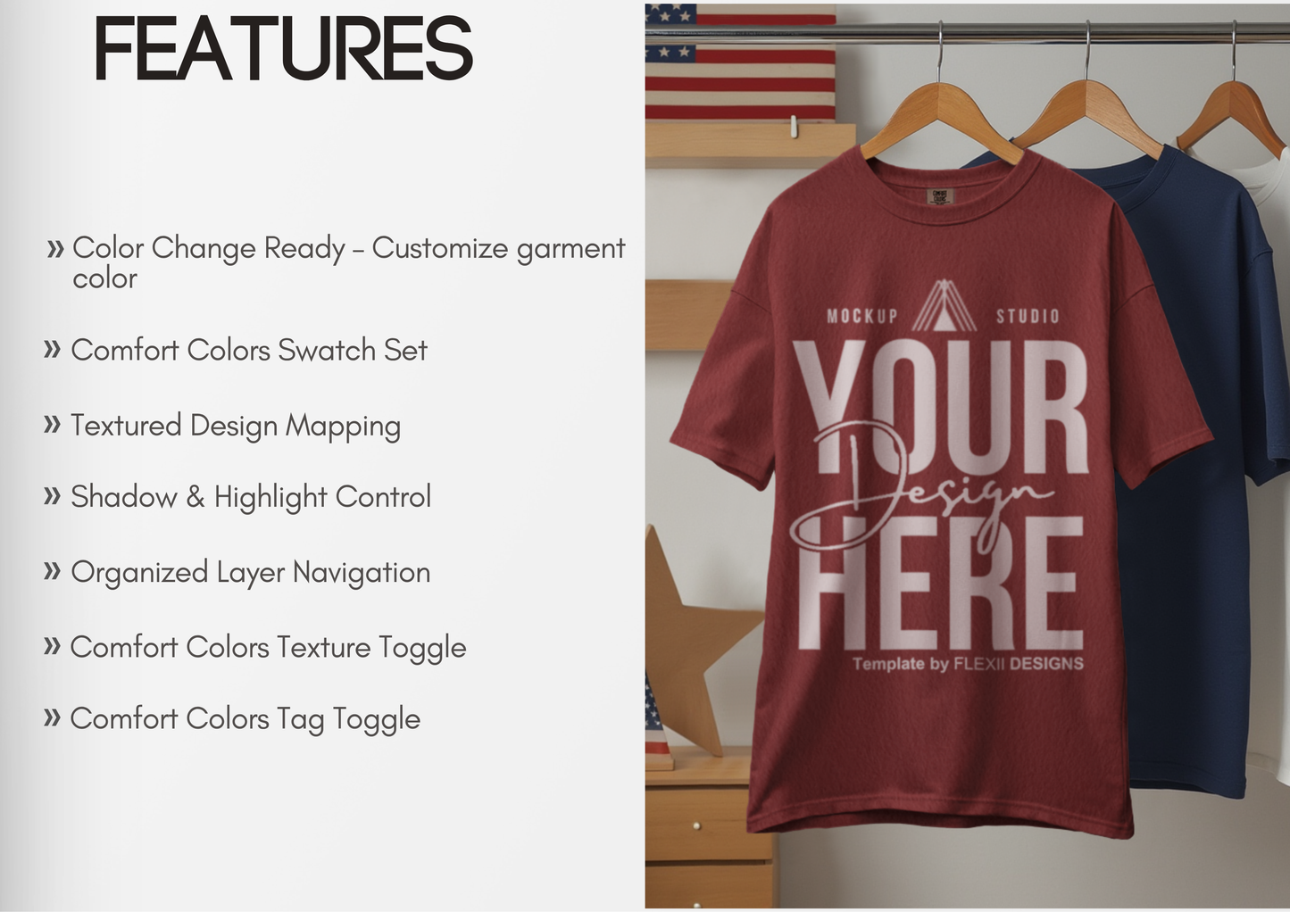 Hanging T-Shirt Mockup | Comfort Colors 1717 | PSD Template