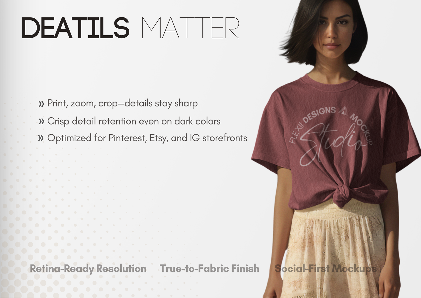 Oversized Tee Mockup With Front Knot | PSD Template for Etsy & Pinterest
