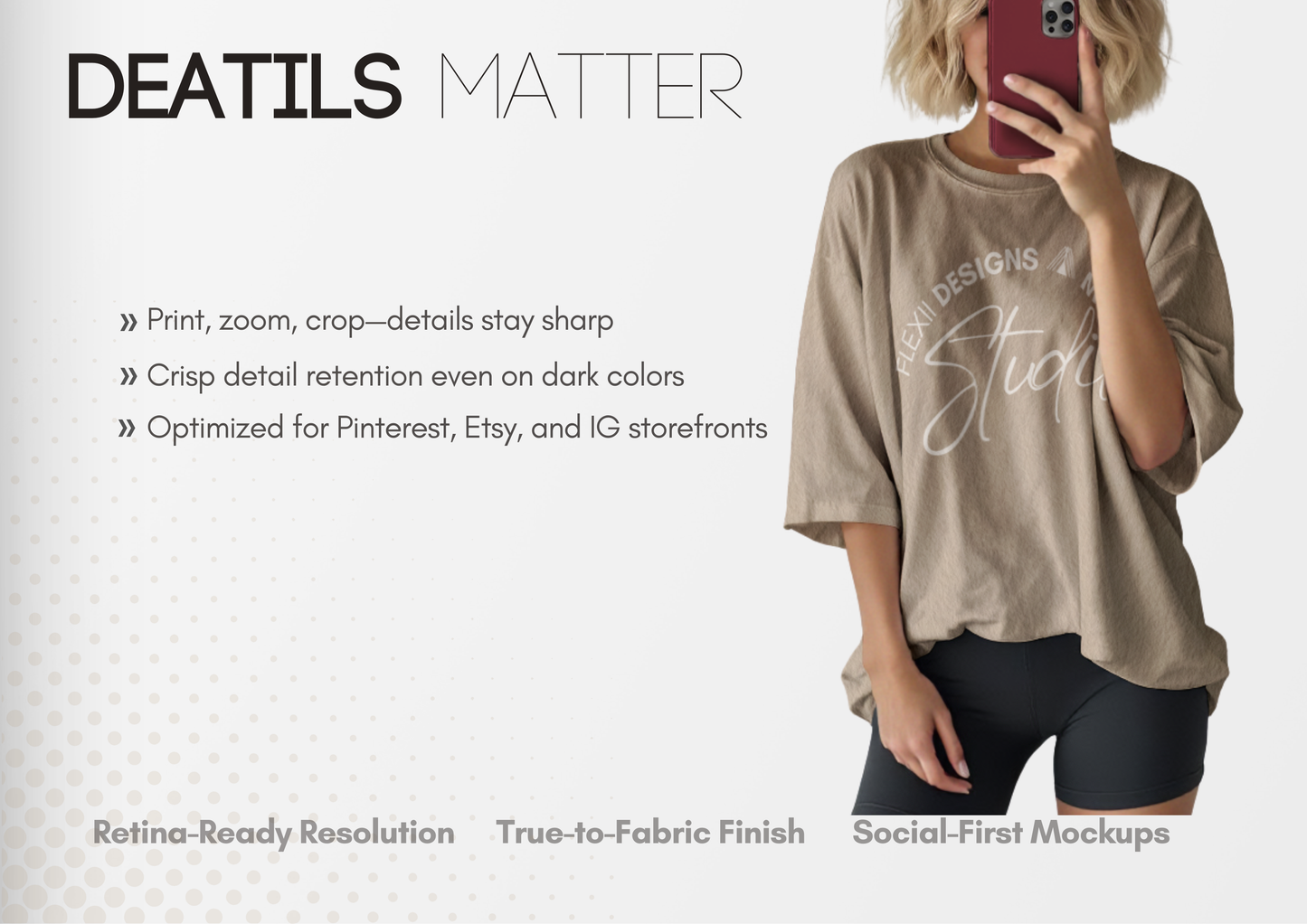 Oversized Slouchy Tee Selfie Mockup | PSD for Pinterest & TikTok Shop