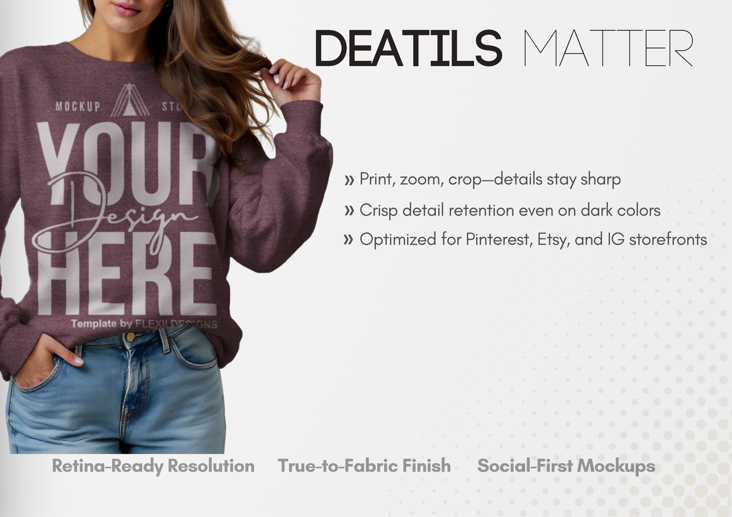 Pullover Crewneck Mockup | Sweater PSD Template for Etsy, Pinterest, & Boutiques