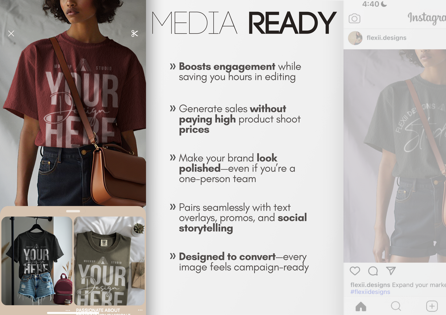 Slouchy Tucked In T-shirt Mockup | Oversized PSD Template for Boutique Brands