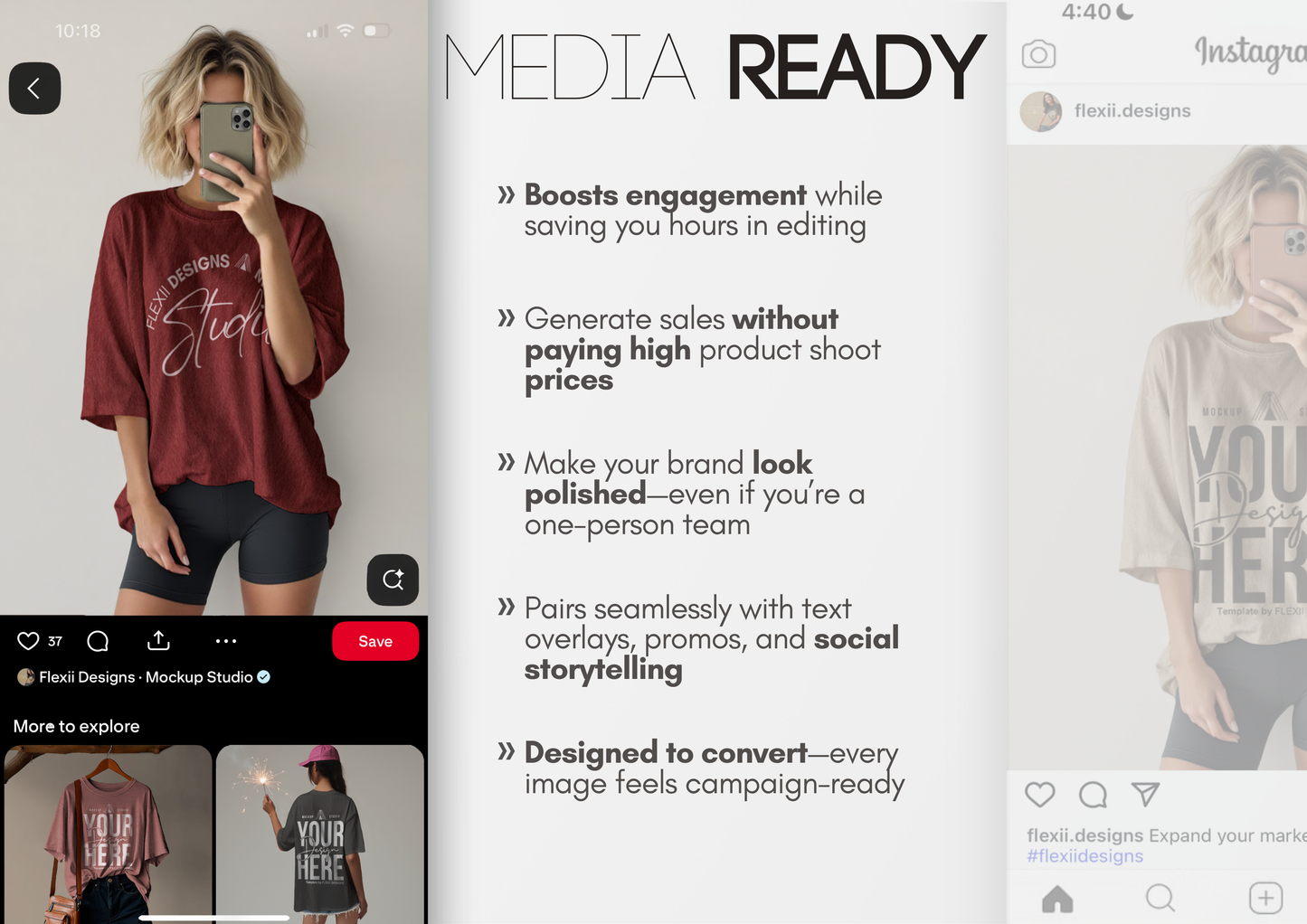 Oversized Slouchy Tee Selfie Mockup | PSD for Pinterest & TikTok Shop