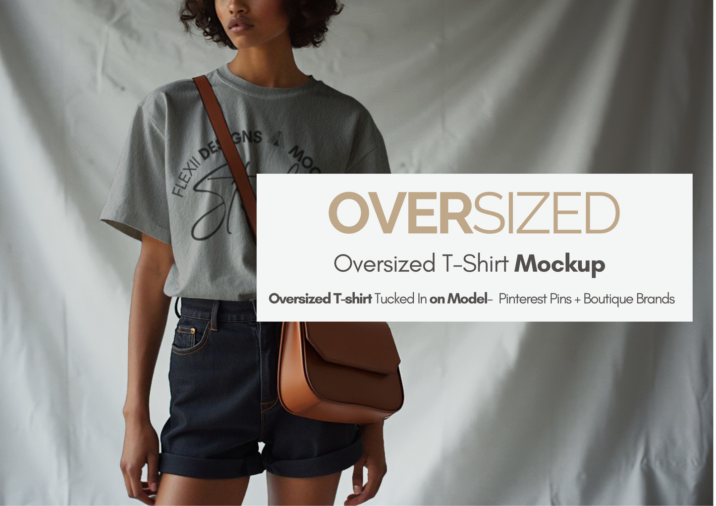 Slouchy Tucked In T-shirt Mockup | Oversized PSD Template for Boutique Brands