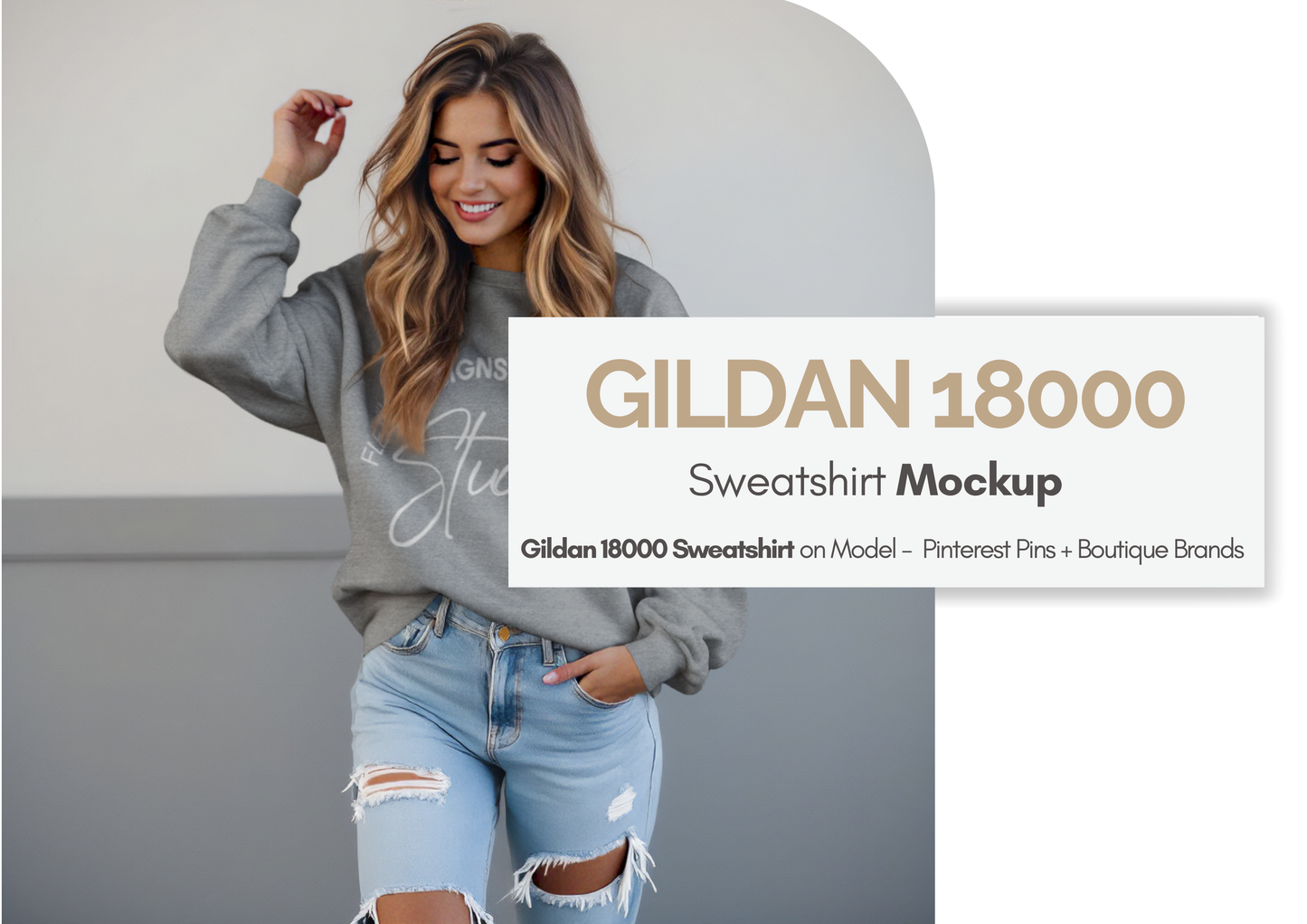 Gildan 18000 Mockup | Candid Pullover PSD Template for Etsy & Pinterest
