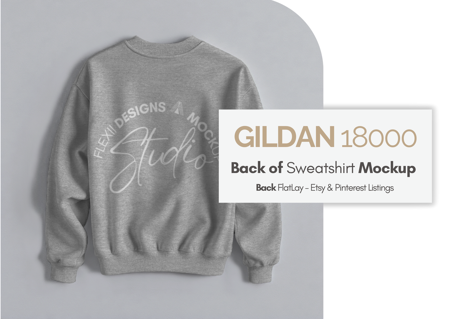 Gildan 18000 Mockup | Back View Flatlay Sweatshirt | PSD for Etsy, POD & Shopify