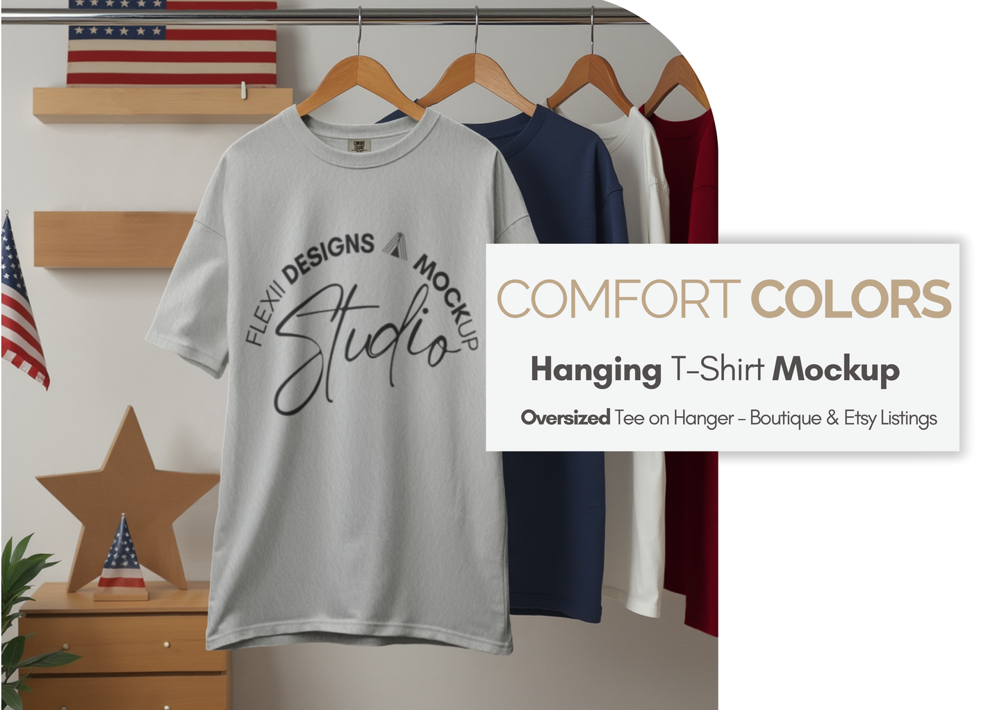 Hanging T-Shirt Mockup | Comfort Colors 1717 | PSD Template
