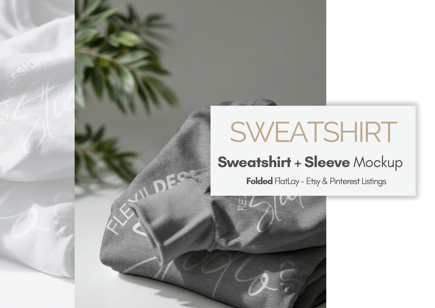 Folded Crewneck Mockup | Sweatshirt And Sleeve Mockup for Custom Etsy Sellers