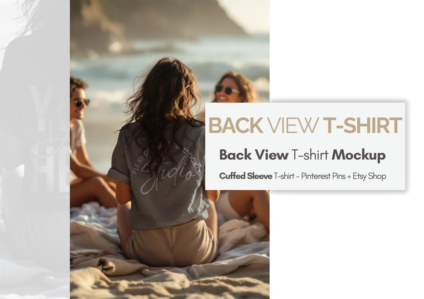 Cuffed T-shirt Mockup | Back View Mockup Template | PSD for Shopify Sellers