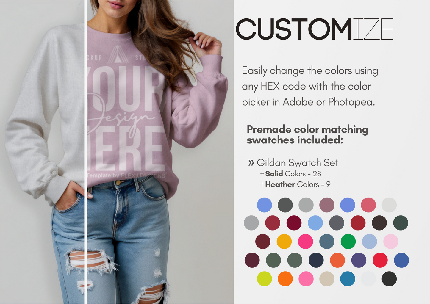 Pullover Crewneck Mockup | Sweater PSD Template for Etsy, Pinterest, & Boutiques