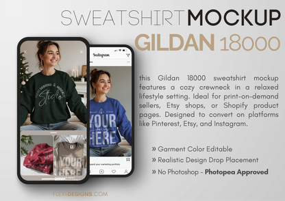 Sweatshirt Mockup on Model | Gildan 18000 PSD Template