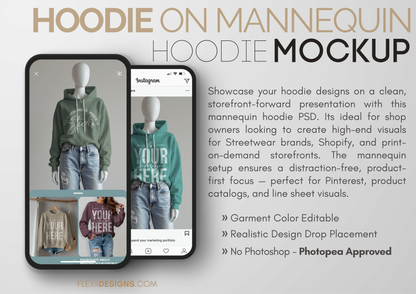 Hoodie Mockup on Mannequin | Storefront PSD Template for Boutique Brands