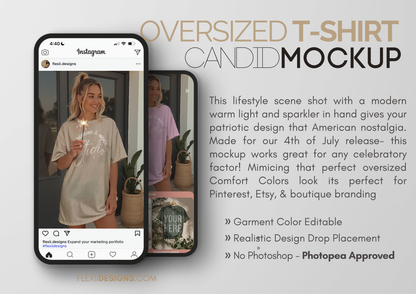 Oversized T-Shirt Mockup | Summer Porch Lifestyle PSD | Pinterest & Etsy Ready
