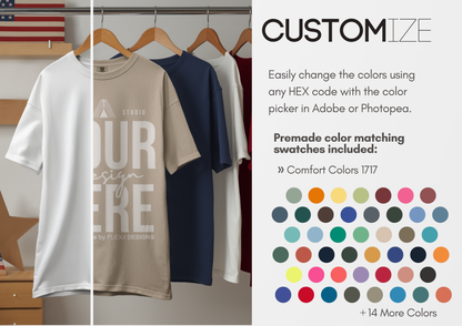 Hanging T-Shirt Mockup | Comfort Colors 1717 | PSD Template