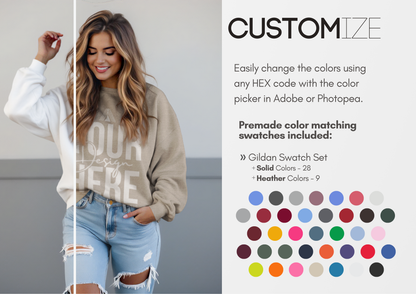 Gildan 18000 Mockup | Candid Pullover PSD Template for Etsy & Pinterest