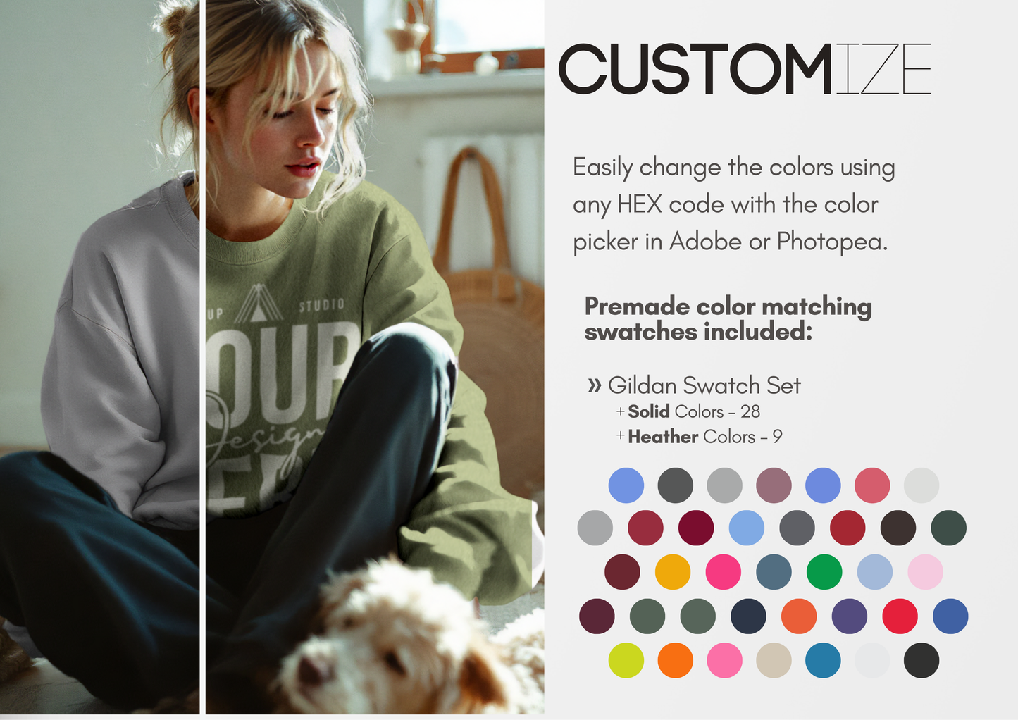 Crewneck Sweater Mockup | Oversized Sweater PSD | Pullover Template