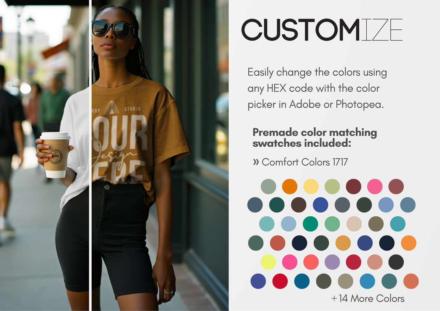 Oversized Slouchy T-Shirt Mockup | Female Model Street Style