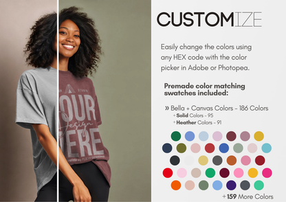 Washed Effect T-Shirt Mockup | Oversized Tee on Model | PSD Template for Acid Washed Tee