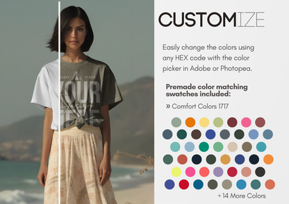 Oversized Tee Mockup With Front Knot | PSD Template for Etsy & Pinterest