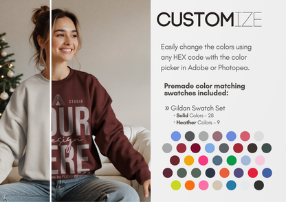 Sweatshirt Mockup on Model | Gildan 18000 PSD Template
