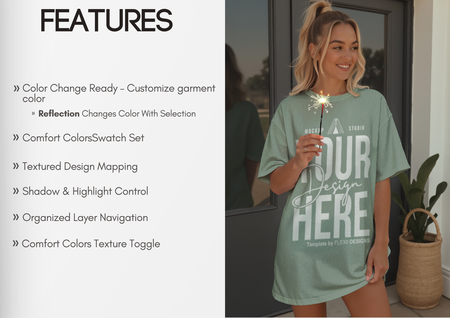 Oversized T-Shirt Mockup | Summer Porch Lifestyle PSD | Pinterest & Etsy Ready