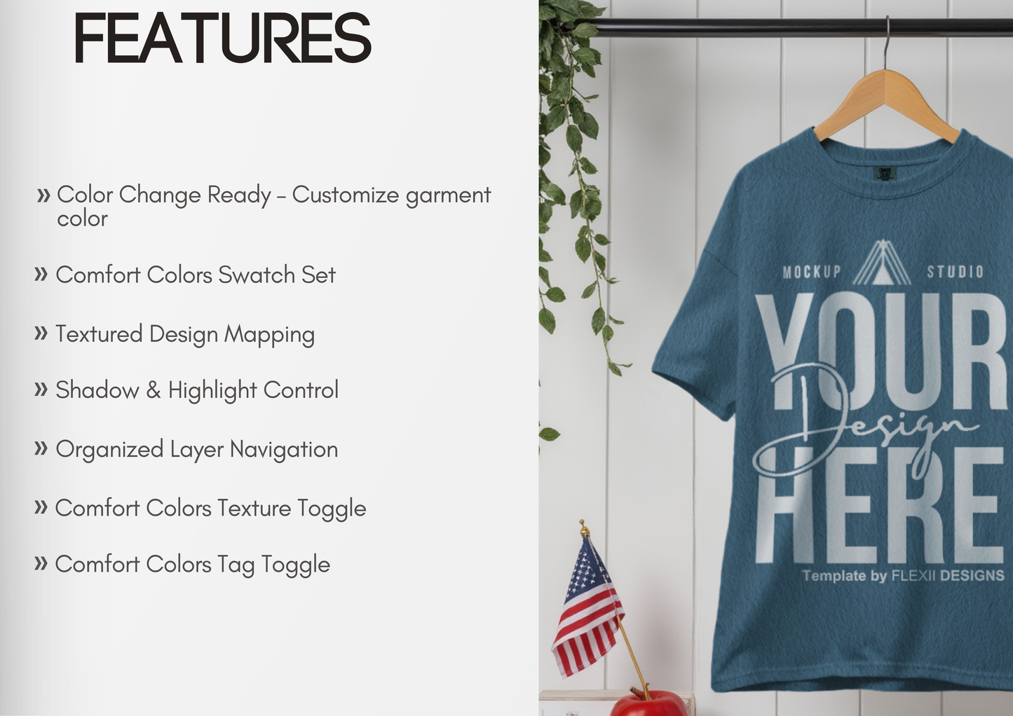 Comfort Colors Hanging PSD | Boho July 4th Theme | Oversized Tee PSD