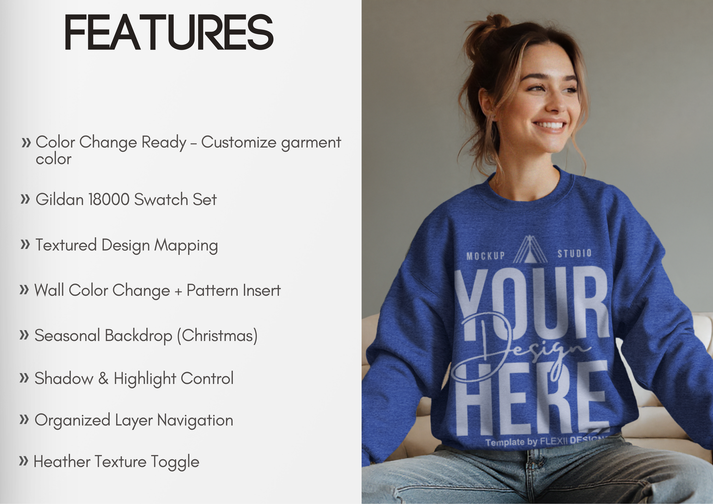 Sweatshirt Mockup on Model | Gildan 18000 PSD Template