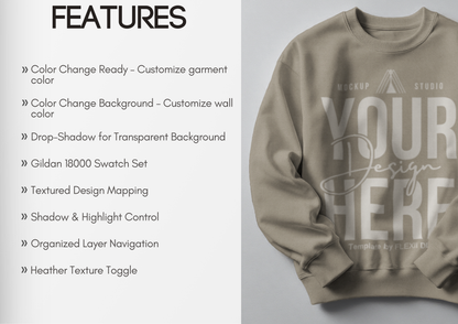 Gildan 18000 Sweatshirt Mockup | Front Flatlay PSD for Etsy, POD & Shopify