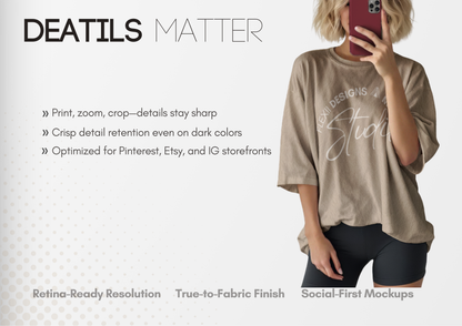 Oversized Slouchy Tee Selfie Mockup | PSD for Pinterest & TikTok Shop